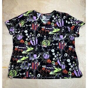 Disney Nightmare Before Christmas Womens Size 2XL Scrub Top Shirt  - 100% Cotton